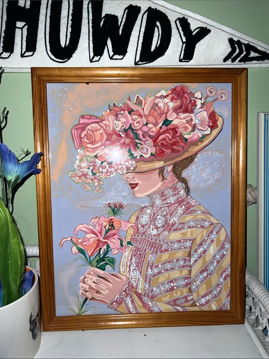 Other - Victorian Lady Portrait paint by number painting Print in Pink and Cream